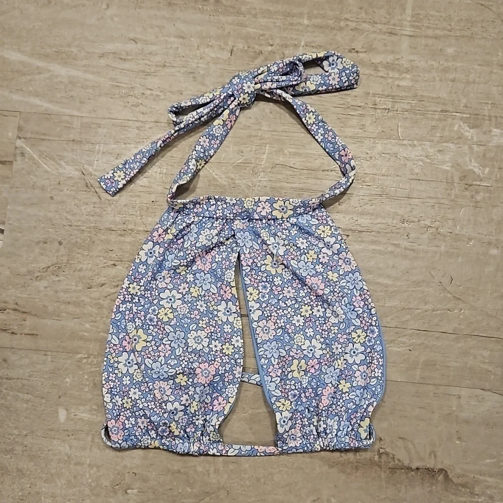 💕FRANKIES BIKINIS💕 Cupid High Neck Bikini Top Springtime Print ~ Large L NWOT